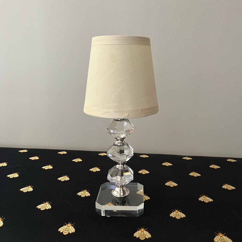 Restoration Hardware Crystal Candle Holder with Cream Shade